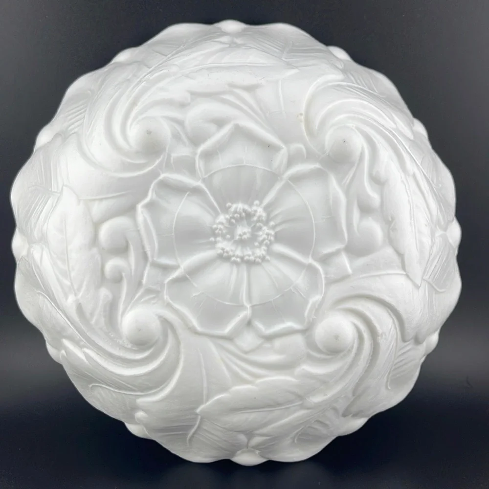 Vintage Milk Glass Bowl 1960's Indiana Harvest Footed Flower Cabbage